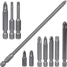 Happy Trend 11 Parça Bits Uç Seti Vidalama Uçları Düz Yıldız Torx 50 mm