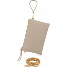 Kriste Bell Kadın Portföy Çanta Hasır Örgü Desenli Clutch Bilek Askılı Gold Zincirli Abiye Gece Çantası 7471-B