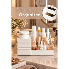 Porsima 5303 Beyaz Makyaj Organizer 2 Çekmeceli Çok Amaçlı Kullanım Alanı ile Doğal Görünüm