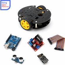 Eding Eğitim Platformu Arduino 2WD Dairesel Akıllı Robot Araba Kiti – Wifi Kontrollü, Engelden Kaçan Robotik Kodlama Stem Demonte