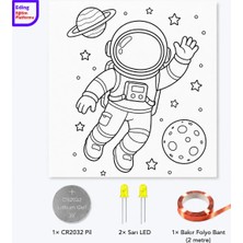 Eding Eğitim Platformu Lightcircuit Uzay Astronot Elektrik Kağıt Devre Eğitim Kiti | Paper Circuits Elektrik Deney| Stem CR2032 LED ve Bakır Iletken Bant