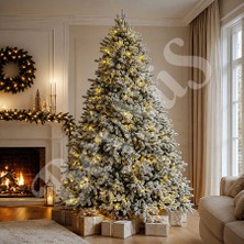 BeySüS Karlı Kendinden Işıklı Yılbaşı Çam Ağacı 240 cm (2470 Dal) - Premium Seri