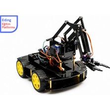Eding Eğitim Platformu Arduino Robot Kollu 4WD Akıllı Araç Kiti Demonte – Programlanabilir Mobil Robot Araba ve Stem Eğitim Seti