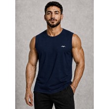 Axxel Erkek Lacivert Kolsuz  T-SHIRT-D690 %100 Pamuk Günlük Tarz Standart Kalıp