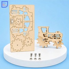 Eding Eğitim Platformu Stem Ahşap Dişli Traktör Kendin Yap Kiti | Dıy Wooden Gear Tractor | Dişli Mekanizması ve Fen Bilimleri Stem Eğitim Seti