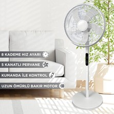 JOYSIDEA Fn-99 Ayaklı Vantilatör Kumandalı 90 Derece Salınımlı 16 Inç 8 Kademe Hız Ayarlı