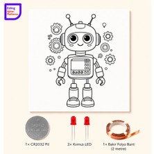 Eding Eğitim Platformu Lightcircuit Daisy Robot Elektrik Kağıt Devre Eğitim Kiti | Paper Circuits Elektrik Deney| Stem CR2032 LED ve Bakır Iletken Bant