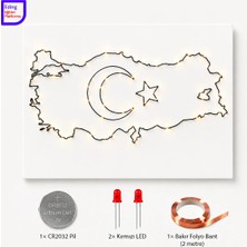 Eding Eğitim Platformu Lightcircuit Türkiye Haritası Elektrik Kağıt Devre Eğitim Kiti | Paper Circuits Elektrik Deney| Stem CR2032 LED ve Bakır Iletken Bant