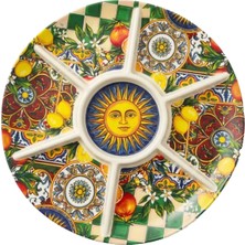LuckyArt Sanora Yuvarlak Döner Mekanizmalı Melamin 7 Bölmeli Meze Tabağı