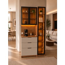 İmobsan Vega Ahşap Kahve Köşesi %100 Mdf Kumandalı Neon LED Reflekte Cam 200X100X40 cm