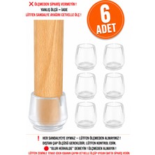 Dünya Sünger Şeffaf Silikon Sandalye Ayağı Koruyucu 3,2cm  6 Adet – Kaymaz Mobilya Ayağı Koruma Kılıfı Zemin Çizilme Önleyici