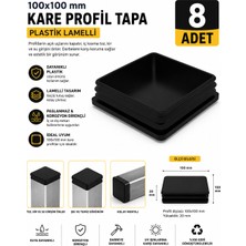 Dünya Sünger 100X100 mm Kare Profil Tapası Plastik Lamelli 8 Adet – Siyah Kare Boru Profil Kapağı Profil Tıpası