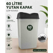 Ness Global 60 Litre Yutan Kapaklı Çöp Kovası – Büyük Boy Plastik Çöp Kovası, Ev ve Iş Yeri Kullanımına Uygun