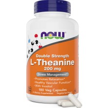 Now Foods L-Theanine, Double Strength 200 Mg Per Cap - 180 Veg Capsules - Enhanced With 100MG Inositol