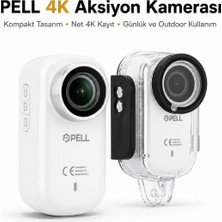 Pell M11 4K Ultra Hd Wifi Aksiyon Kamerası, IP65 Su Geçirmez Titreşim Önleyici Geniş Açılı Kamera - Beyaz