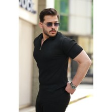 Modi Erkek Fermuarlı Yakalı Kısa Kollu Tshirt