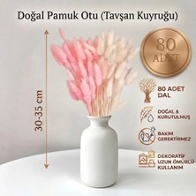 Dekora Çiçek Kurutulmuş Pamuk Otu Tavşan Kuyruğu Gelin Buketi Aranjman Çiçeği Lagurus Toz Pembe Beyaz Renk 80 Dal