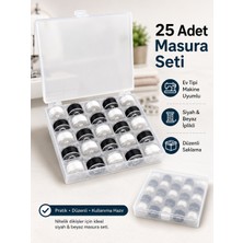 Liva Craft 25 Adet Siyah Beyaz Masuralı Dikiş Ipliği Seti, Kutuda Kullanıma Hazır, Ev Tipi Renkli Masura Ip