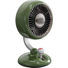 TeknoKapsül Juo Q3 120° Salınımlı 3 Kademeli LED Işıklı Şarjlı Masaüstü Fan Vantilatör Retro Yeşil