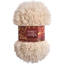 Kürkçü Han Luna 100 gr 40 M Kürk Görünümlü Peluş Örgü Ipi - Doğal Ekru