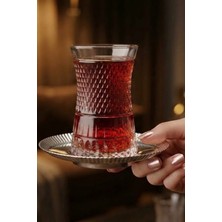 Dante Dekorlu Çelik Tabaklı Heybeli Çay Seti 12 Parça Çay Seti | Şık Desenli