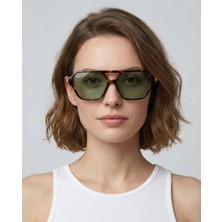 Funeyes Sorella Gold Aksesuarlı Leopar Desenli Camlı Retro Güneş Gözlüğü