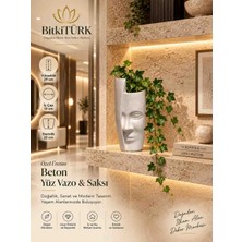 Bitkitürk Beton Yüz Vazo & Saksı – Özel Üretim Dekoratif Tasarım, 29 cm