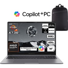 Asus Expertbook P3 Ryzen Aı 7-350 40-Gbddr5 2 Tbssd Amd Radeon Graphics 14" Wuxga Freedos + Hmf Sırt Çantası PM3406CKA-LY0056HMF10