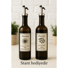 St. Morritz Bambu Yağdanlık Oil 2'li 750 ml Zeytinyağı Sıvıyağ Şişesi Yağdanlık Yağlık Cam Şişe Stand Hediyedir