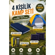 St. Morritz 4 Kişilik Kolay Kurulumlu Kamp Çadırı + Çift Kişilik Şişme Yatak Seti (Kamp Seti)