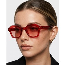 Funeyes Hush Kırmızı Red Güneş Gözlüğü Oversize Tasarım Kalın Çerçeveli Stil Güneş Gözlük