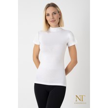 NT Underwear Kadın Bambu Balıkçı Yaka Yarım Kol Body - T-Shirt Hafif, Rahat ve Şık