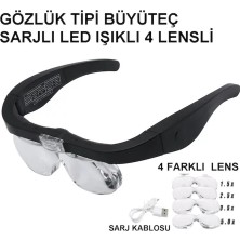 Zamerya Şarjlı Gözlük Büyüteç  4 Farklı Lens 11537DC