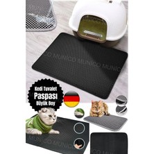 St. Morritz Elekli Kedi Kumu Paspası 60 x 43 cm Büyük Boy, Yükseltilmiş Kenarlı ve Hijyenik Dağılım Kontrol Pedi