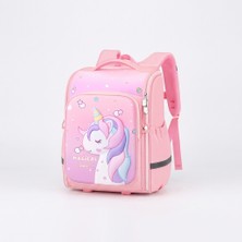 Charsistore Unicorn Temalı Kız Çocuk Okul Çantası, 3D Baskılı, Pembe