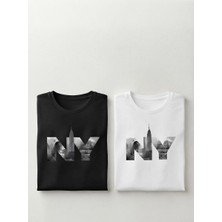 Belirtilmemiş 2'li Ny Baskılı Ünisex Penye T-Shirt