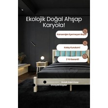 Renazzo Mobilya Ori̇on Model Cam Göbeği Puf Başlıklı Masif Ahşap Karyola Kolay Kurulum Fırınlanmış Ithal Sibirya Çamı 140X190 Yatak Uyumlu