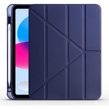 TeknoKapsül Zore Apple ile Uyumlu iPad 11.nesil 2025 Kılıf Zore Tri Folding Kalem Bölmeli Standlı Kılıf Lacivert