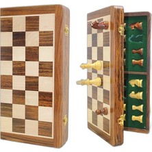 Zamerya Mıknatıs Taşlı Ahşap Katlanabilir Kutulu Satranç Oyunu 40 cm G225