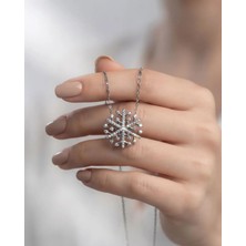 925 Ayar Gümüş Zirkon Taşlı Kartanesi Trend Kadın Şık Kolye Sevgililer Günü Hediye