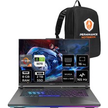 Asus Rog Strix G16 Amd Ryzen 9 8940HX Rtx 5070 8gb 8gb Ram 2tb SSD 16" Wuxga 165Hz Freedos G614PPRV218P304 Gaming Laptop + Per4 Çanta