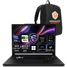 MSI Msı Raider 16 Hx Intel Core Ultra 9 275HX Rtx 5070 12GB 128GB Ram 512GB SSD 16" Qhd+ OLED 240Hz WIN11 Home B2WGX018TRP416 Gaming Laptop + Per4 Çanta