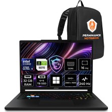 MSI Msı Raider 16 Hx Intel Core Ultra 9 275HX Rtx 5070 12GB 32GB Ram 4tb + 4tb SSD 16" Qhd+ OLED 240Hz WIN11 Pro B2WGX018TRP444 Gaming Laptop + Per4 Çanta