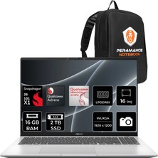 Asus Vivobook 16 (X1607QA) Snapdragon x X1-26-100 16GB Ram 2tb SSD Adreno 16" Wuxga (1920X1200) Freedos X1607QA-MB052WP310 Taşınabilir Bilgisayar + Per4 Çanta