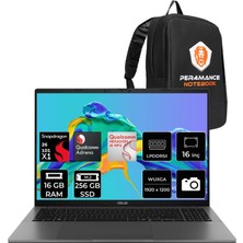 Asus Vivobook S16 (S3607QA) Copilot+ Pc Snapdragon x X1-26-100 16GB Ram 256GB SSD 16" Wuxga (1920X1200) OLED Freedos S3607QA-SH037WP307 Taşınabilir Bilgisayar + Per4 Çanta