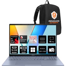 Asus Vivobook S16 (S3607NA) Copilot+ Pc Snapdragon X2 Elite X2E-88-100 16GB Ram 2tb SSD 16" Wuxga (1920X1200) OLED WIN11 Home S3607NA-SH003WP310 Taşınabilir Bilgisayar + Per4 Çanta