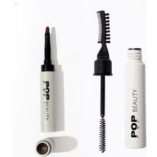 TeknoKapsül Pop Beauty Kaş Sabitleyici ve Şekillendirici & Kaş Pomadı, 2'li Kaş Bakım Seti Medium Brown