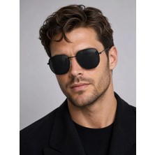 Mise Aksesuar Erkek Siyah Metal Çerçeve Zarif Güneş Gözlüğü UV-400 Unisex