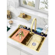 Luxing Gold Akıllı Mutfak Evyesi- 75X46 cm Çok Fonksiyonlu- Lüx Dijital Akıllı Eviye Seti