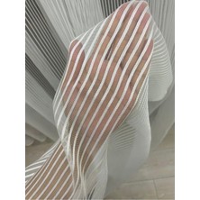 TeknoKapsül Incilife Incilife Ekru Petran Tül Perde, Çizgili, 1/2,5 Orta Pileli, 290X250 cm Petran Ekru, 290G x 250U cm (1 Panel)